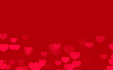 Valentine day red hearts on red background.