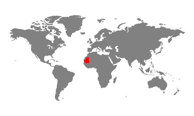 Fototapeta na wymiar Mauritania map. Isolated world map. Isolated on white background. Vector illustration.