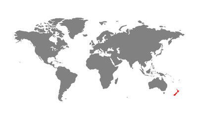 Fototapeta na wymiar New Zealand map. Isolated world map. Isolated on white background. Vector illustration.