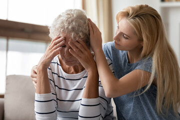 Your daughter is with you, mommy. Caring affectionate millennial girl child treating caressing...
