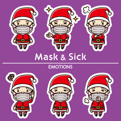 サンタクロースの表情セット/ マスク / 病気