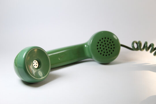 Old Phone In Green Color With White Background