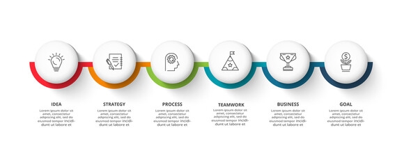 Creative concept for infographic with 6 steps, options, parts or processes. Business data visualization