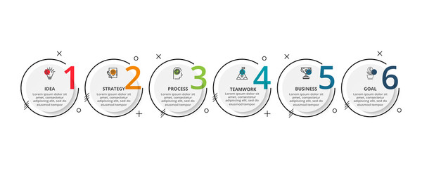 Creative concept for infographic with 6 steps, options, parts or processes. Business data visualization