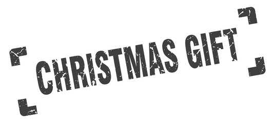 christmas gift stamp. square grunge sign isolated on white background