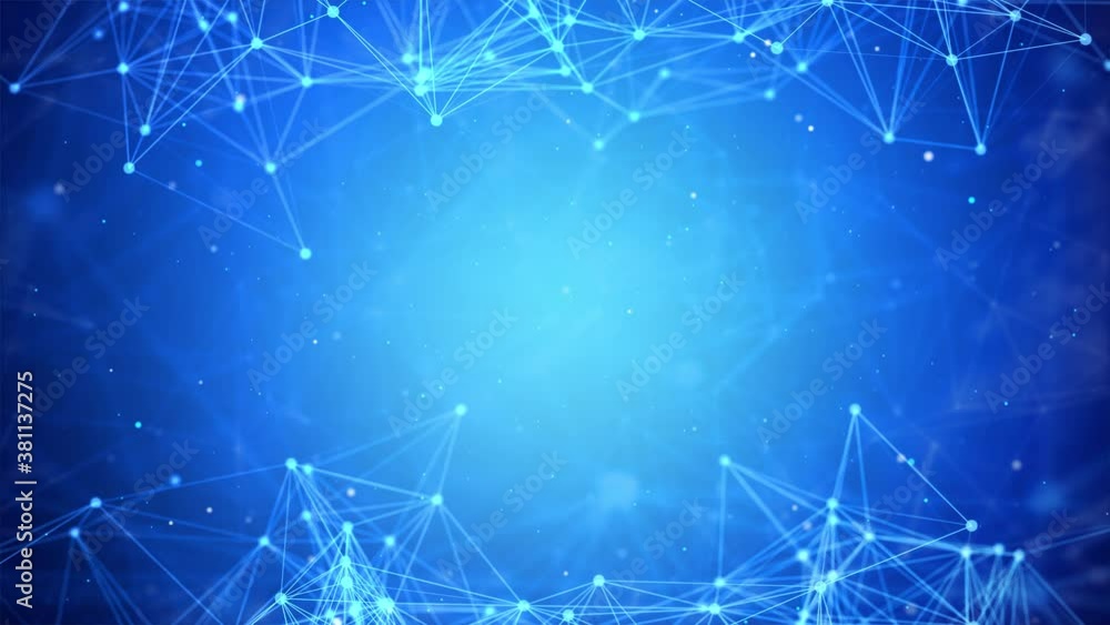 Aufkleber 4k 3d abstract loop background futuristic design, dna geometric shape data connected line and dots,f