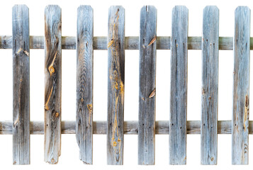 Old wooden fence with prominent knots and cutout background