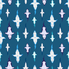 Seamless pattern of the shark family / oceanarium
