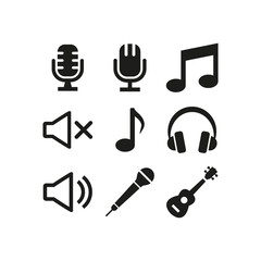 Fototapeta premium Music icons set on white background.