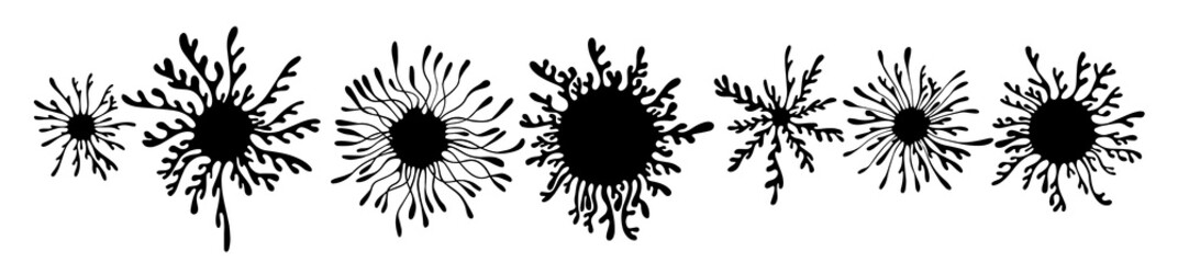 Set of abstract elements. graphic stylized flower. Vector illustration