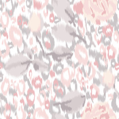 Leopard skin seamless pattern with roses. Animal background. vector illustration in pastel colors.