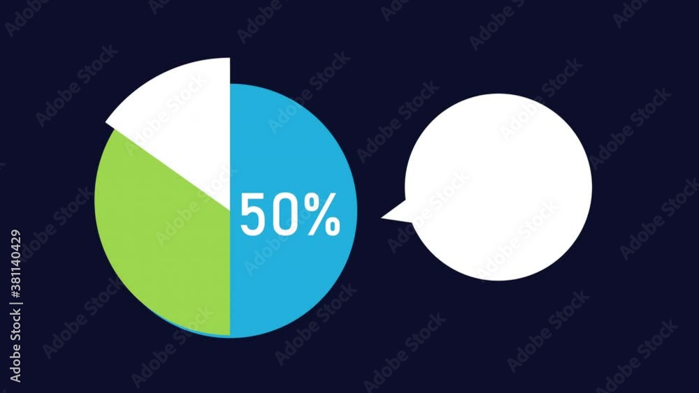 Poster statistics infographic data animation with pie and speech bubble