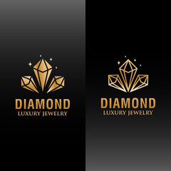 luxury diamond jewelry golden logo two versions