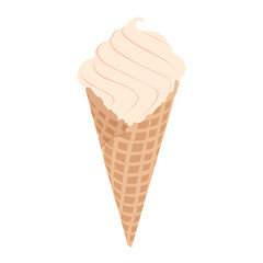 Ice cream in wafer cone vector isolated on white background