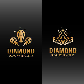 luxury diamond jewelry golden logo two versions