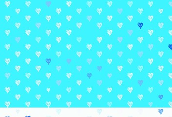 Light BLUE vector texture with lovely hearts.