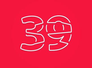 39 number. Modern trendy, creative style design. For logo, brand label, design elements, corporate identity, application etc. İsolated vector illustration