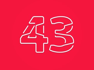 43 number. Modern trendy, creative style design. For logo, brand label, design elements, corporate identity, application etc. İsolated vector illustration