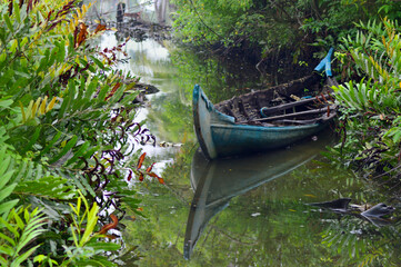 Old Kerala wooden Sunken Boats