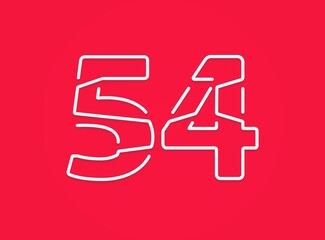 54 number. Modern trendy, creative style design. For logo, brand label, design elements, corporate identity, application etc. İsolated vector illustration