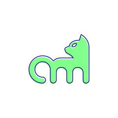 cat logo M cat vector icon illustrations