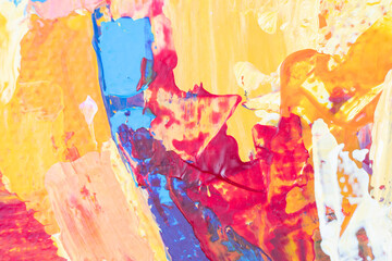 Abstract colorful oil painting on canvas texture background. Modern art oil paintings. Watercolor backdrop. Oil painting abstract brushstrokes on canvas. Contemporary art painted texture