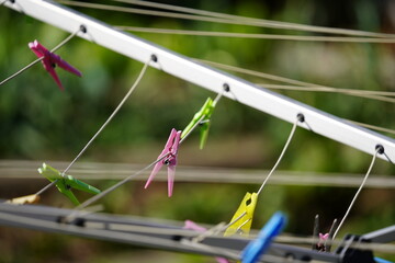 pins on a clothesline