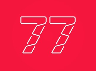 77 number. Modern trendy, creative style design. For logo, brand label, design elements, corporate identity, application etc. İsolated vector illustration