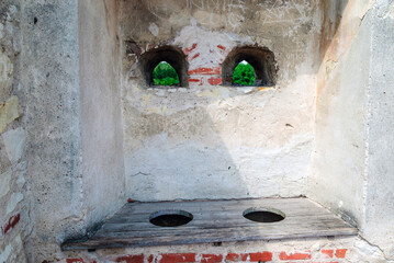 An ancient toilet in Janowiec castle ruins, Poland