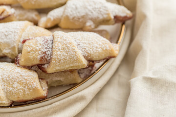 Ready-made fragrant baked cookies bagels with jam for use in recipe illustrations.