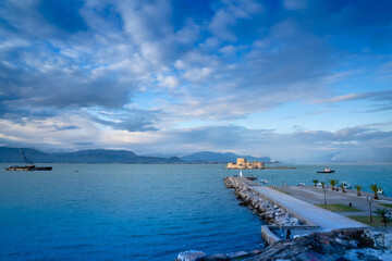 view of the sea and the port