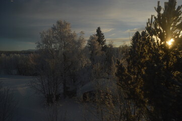 Skiing under a blue sky in the beautiful ski resort of Åre (Aare) Sweden