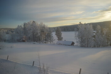 Skiing under a blue sky in the beautiful ski resort of Åre (Aare) Sweden