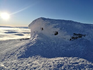 Skiing under a blue sky in the beautiful ski resort of Åre (Aare) Sweden