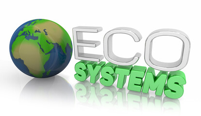 Ecosystems Global Environment Life Ecology Balance Words 3d Illustration