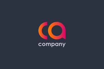 Obraz premium Initial Letter c and a Logo. Modern Gradient Shape isolated on Black Background. Usable for Business and Branding Logos. Flat Vector Logo Design Template Element.