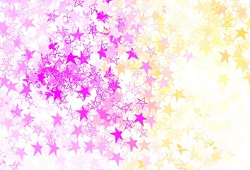 Light Pink, Yellow vector texture with beautiful stars.