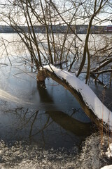 Winter wonderland and snowy landscape in Sundbyberg, (Stockholm), Sweden