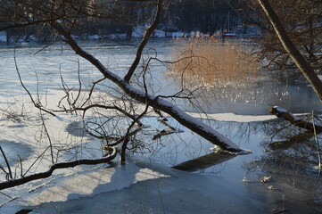 Winter wonderland and snowy landscape in Sundbyberg, (Stockholm), Sweden
