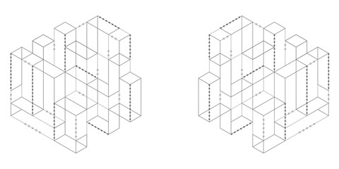 Technology geometric background .Isometric cubes on white background.Abstract tech.Vector illustration.	