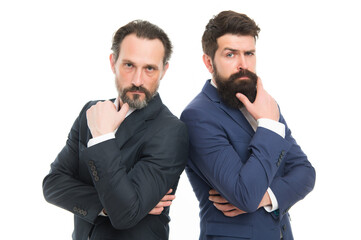 Business team. Business meeting. Collaboration and teamwork. Bearded businessmen in formal clothes....