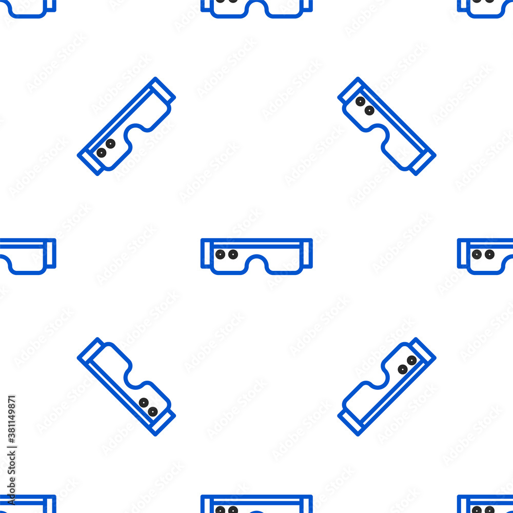 Poster line smart glasses mounted on spectacles icon isolated seamless pattern on white background. wearabl
