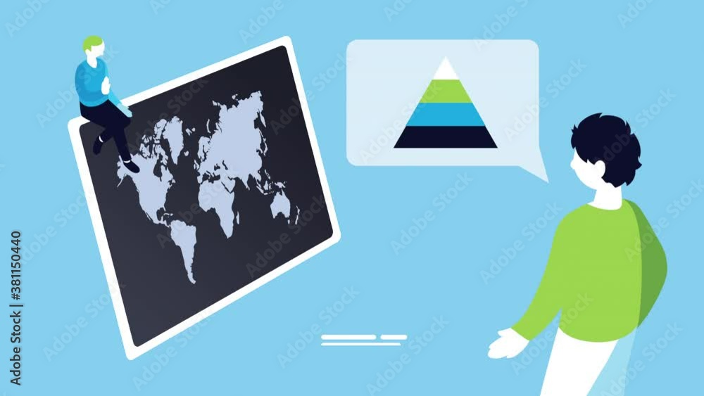 Poster statistics infographic data animation with men and earth maps