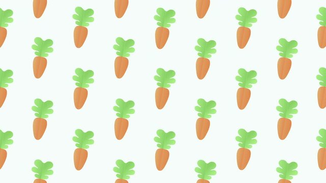 Pattern background with orange carrots. carrot vegetable animation