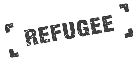 refugee stamp. square grunge sign isolated on white background