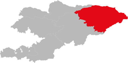 Issyk Kul province isolated on Kyrgyzstan map. Business Concepts and Backgrounds.