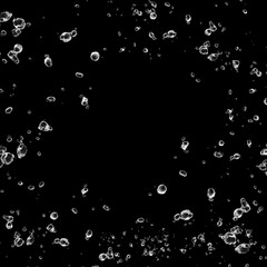 Clear Water Bubbles on Black Background
