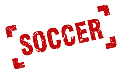 soccer stamp. square grunge sign isolated on white background