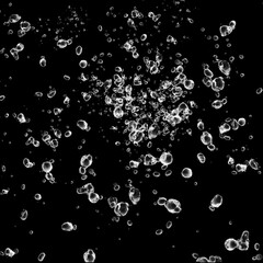 Clear Water Bubbles on Black Background
