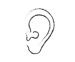 Ear on a white background. Sketch. Vector illustration.